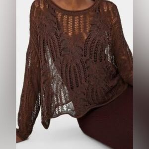 Elegant Brown Lace Women Sweater